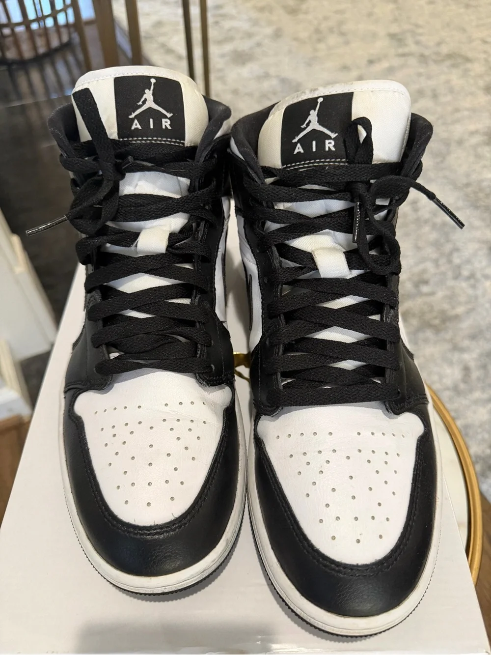Jordan Black and White High-Top Sneakers